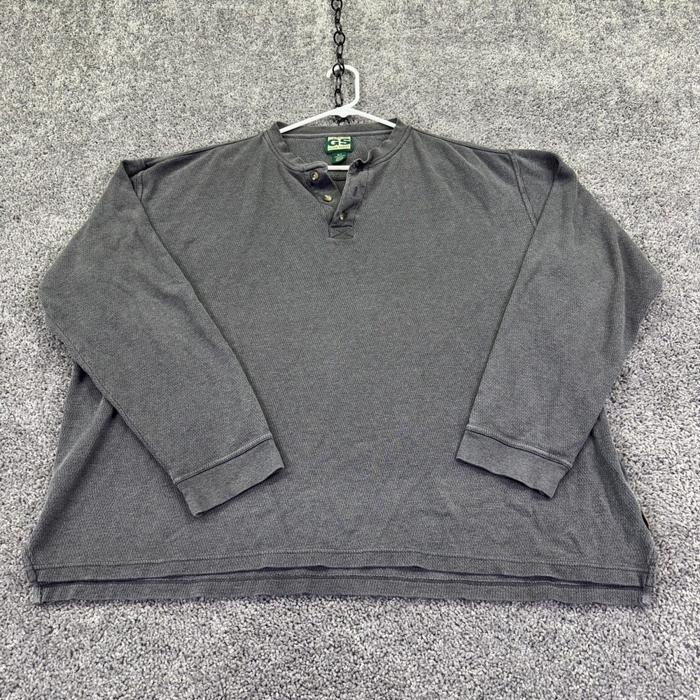 Guide Series Shirt Mens XLT Gray Long Sleeve Thermal Henley Cotton Knit Big Tall